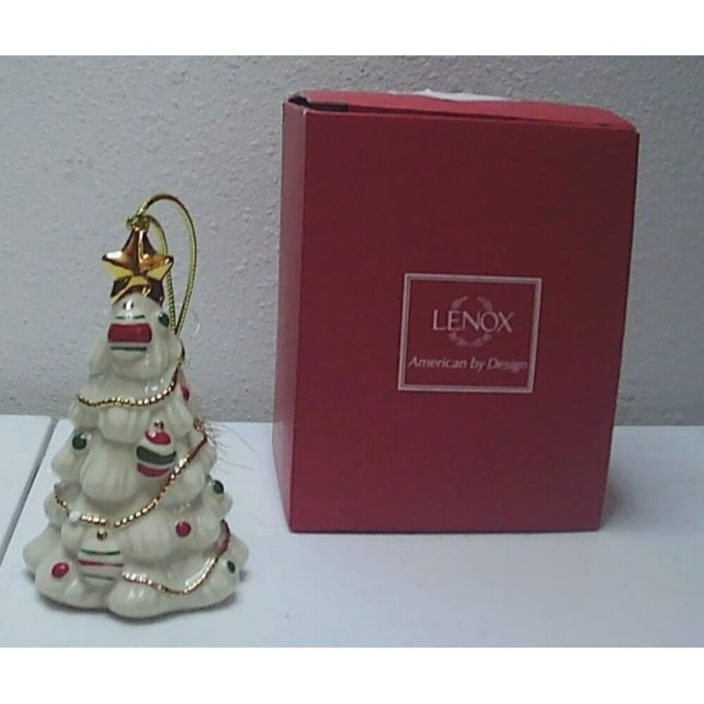 Lenox Porcelain Christmas Tree Very Merry Christmas Ornament 4"